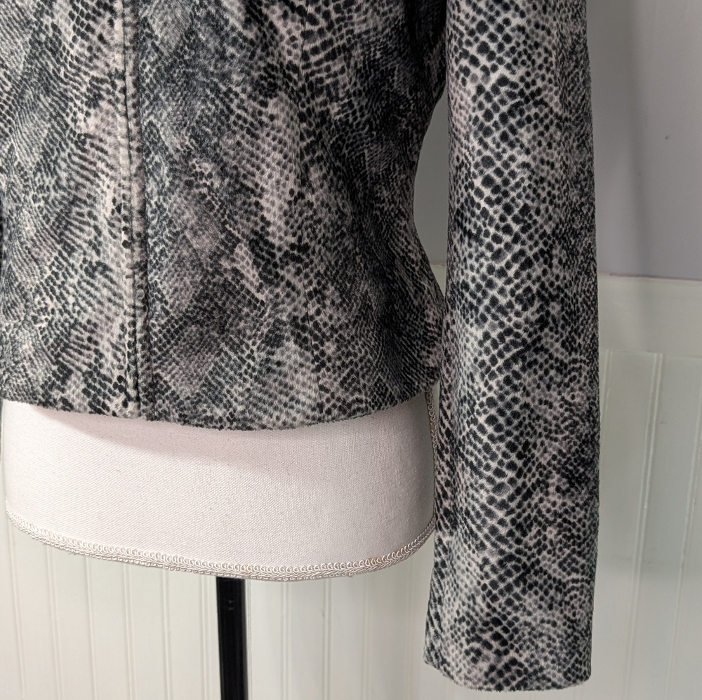 Vintage Taiga Paris Snake Print Zip Front Blazer Jacket Women’s Gray Black - Picture 4 of 12